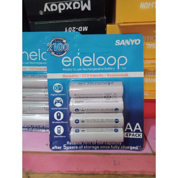 Baterai SANYO Eneloop AA isi 4 pcs Typ:2500mah/Min:2400mah Up To 2100