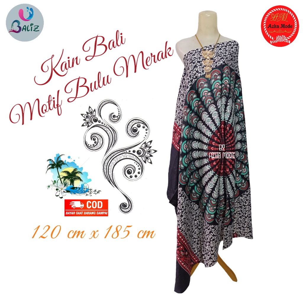 Kain Pantai Kain Bali Pantai - Kain Bali Motif New Bulu Merak Jumbo - Sarung Pantai SEMBILAN MODE - Sarung Bali - Kain Pantai - Kain Katun Jepang - Kain Untuk Hiasan Dinding - Kain Untuk Plafon Mobil Truk Dan Mobil 3/4 Lainnya