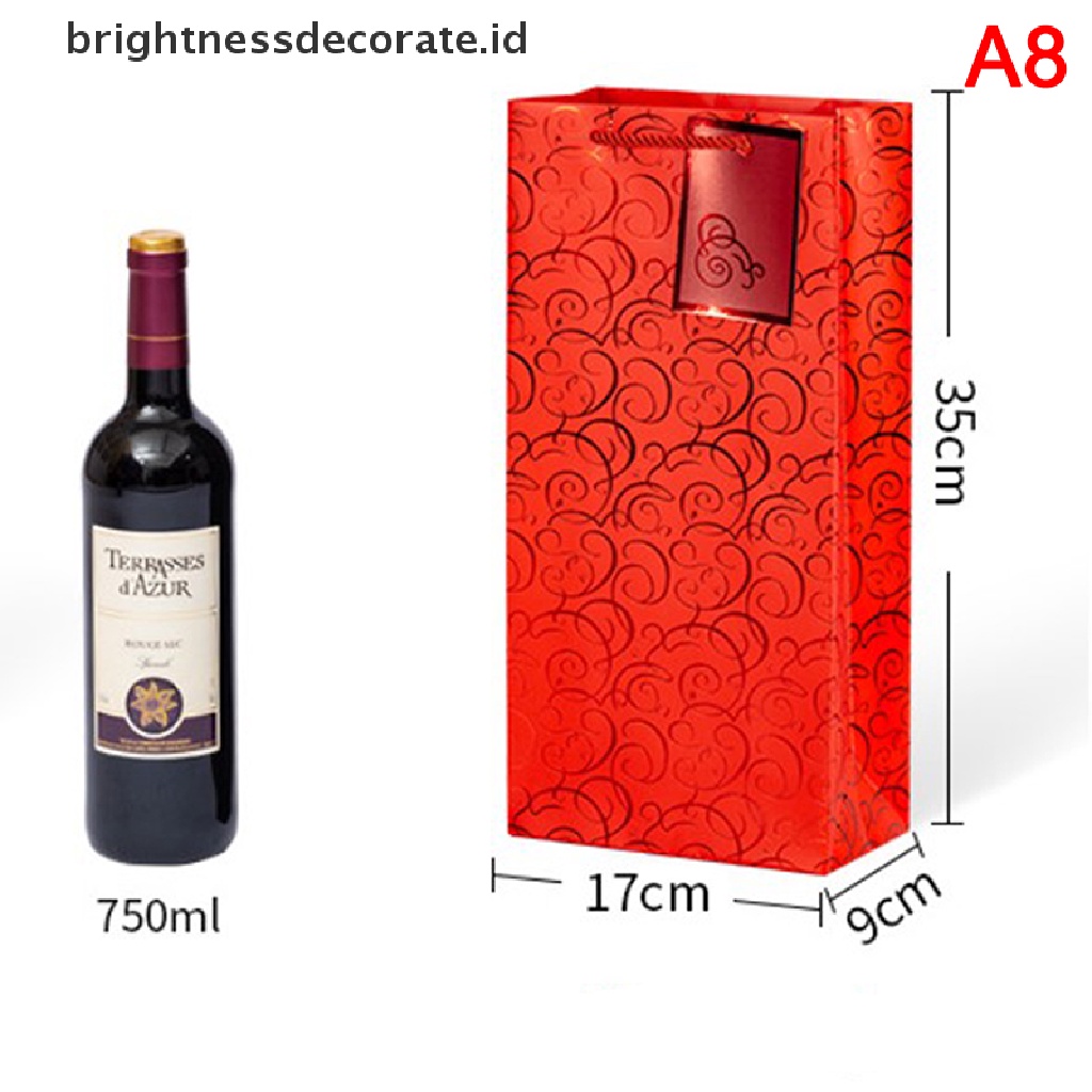 [Birth] 1pcs Kantong Wine, Paper Wine Bag Kraft 10pcs Kantong Anggur Kado Dengan Pegangan [ID]