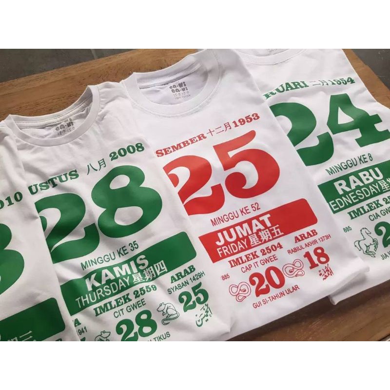 Kaos Kalender Dewasa Lengan Pendek M-XXXL, Kaos Kado Ultah