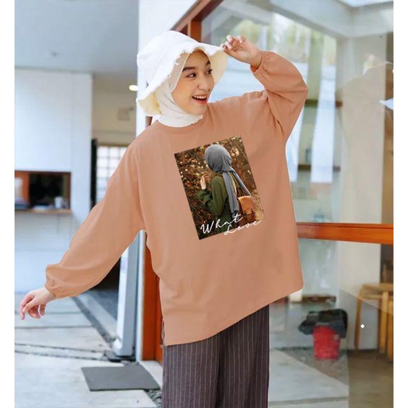 BLOUSE OVERSIZE LENGAN PANJANG KARET LD 130CM DTF HIJAB WHAT