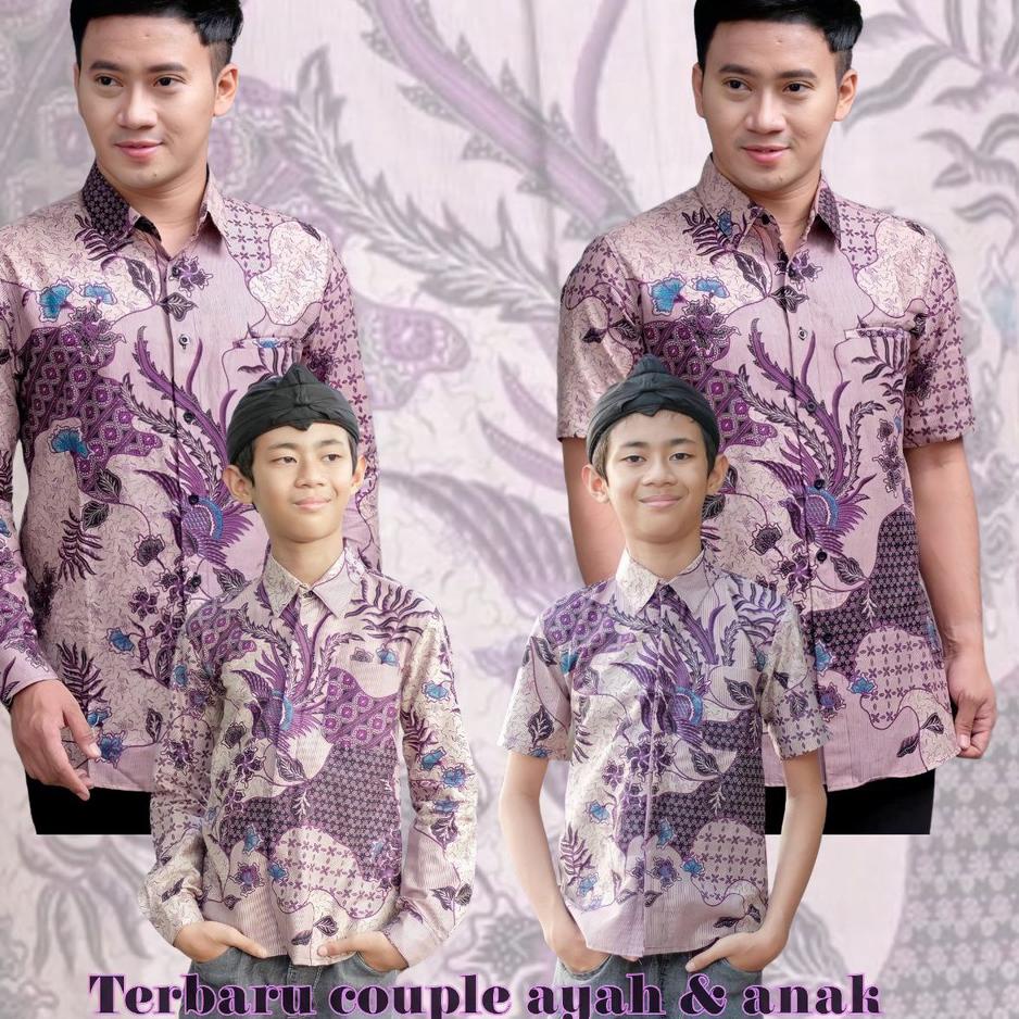 8.8 TERBARU Couple sweet || couple batik ayah dan anak cowok BATIK MOTIF SEKARJAGAT UNGU modern/bati