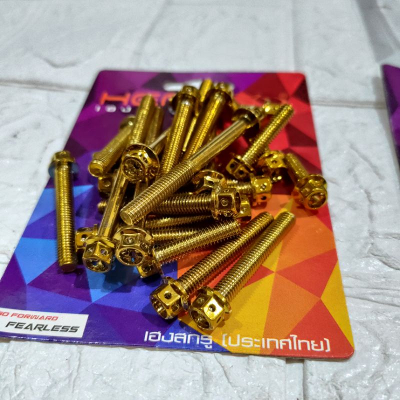 BAUT PROBOLT BLOK MESIN FULL SET BAUT BAK MESIN GOLD FLOWER HENG MOTOR SATRIA FU 150 NINJA R RR NINJA 150 TIGER CB GL MEGA PRO