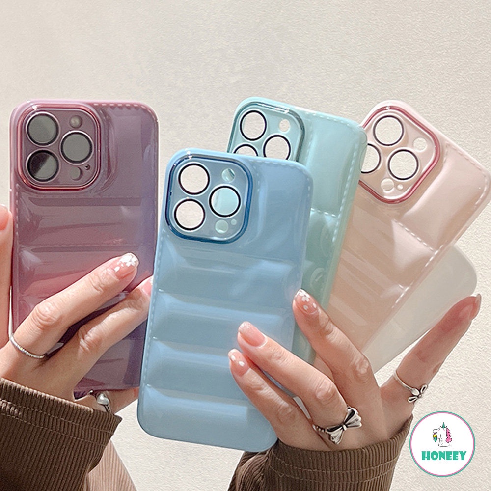 Soft Case Bumper TPU Glossy 3D Warna Macaron Untuk IPhone 14 13 12 11 Pro Max