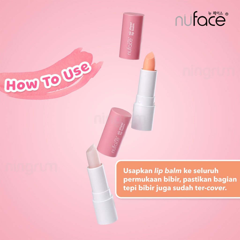 Ningrum - NUFACE Nu Sheer Lip Balm 3.5g | Pink Berry - Peach Gum | Treatment Bibir Pelembab Bibir Anti Kering Tahan Lama Original BPOM - 8515