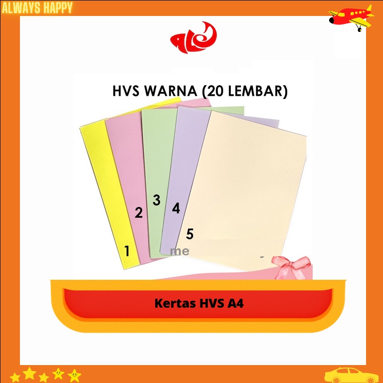 

Kertas HVS Warna A4 1 Pack berisi 20 Lembar 80 gsm murah