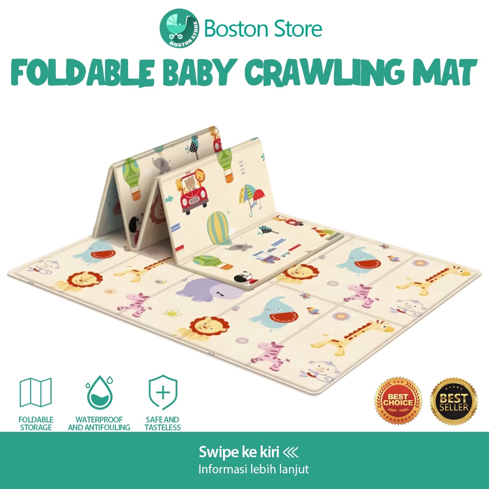 Bostonstore Karpet merangkak bayi Waterproof Baby playmat foam lipat panjang 180cm / Karpet Bayi Merangkak / Karpet Bayi Ompol / Karpet Bayi Playmate / Karpet Bayi Anti Air / Karpet Bayi Merangkak Tebal Jumbo / Karpet Bayi Tebal / Playmat  Bayi / Playmate