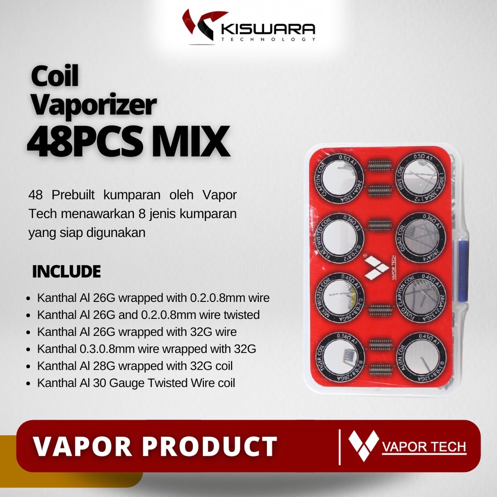 Vapor Tech Pre Build Pack (48PCS MIX) KiswaraBandung