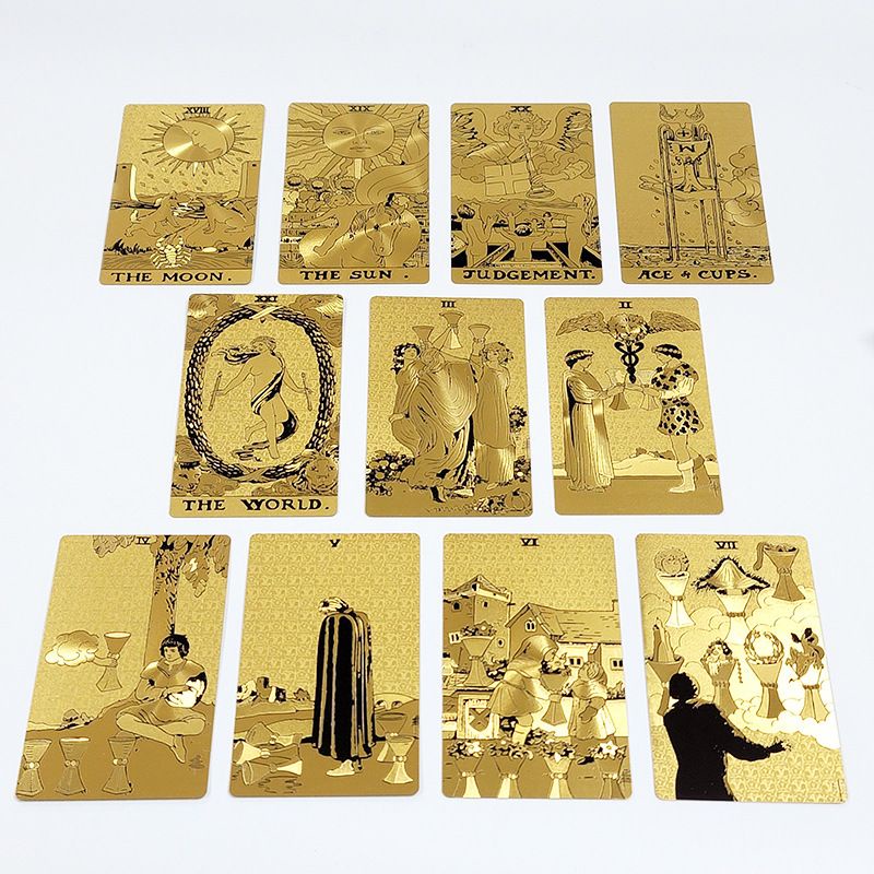 Gold Foil Tarot Pvc Rider 12x7cm include guide paper