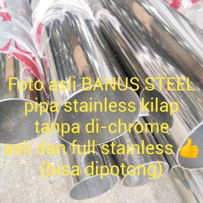 Pipa 4" Inch Stainless Tebal 1,5 Mm Panjang 1 Meter Kilap Ornamen