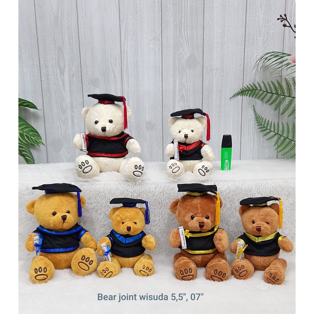 Boneka Bear Wisuda Jointed 17cm/boneka toga/boneka graduation/boneka lucu/florist