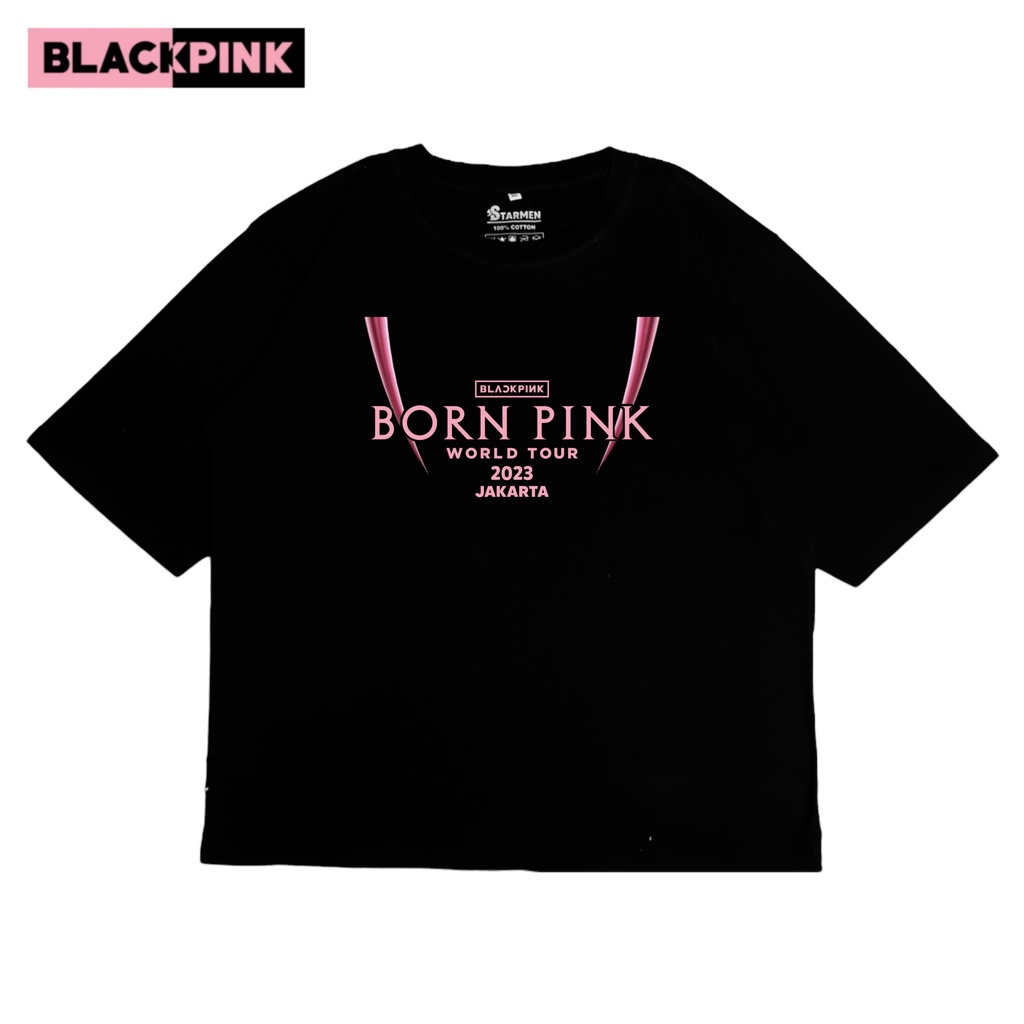 Kaos Tshirt Oversize Born Pink / Blck Pnk JAKARTA Premium Pria Dan Wanita D
