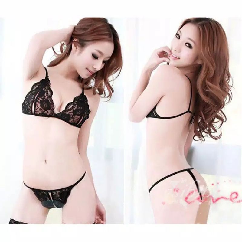 Set Bra Lingerie Sexy &amp; Celana Dalam Model Lace Transparant import COD