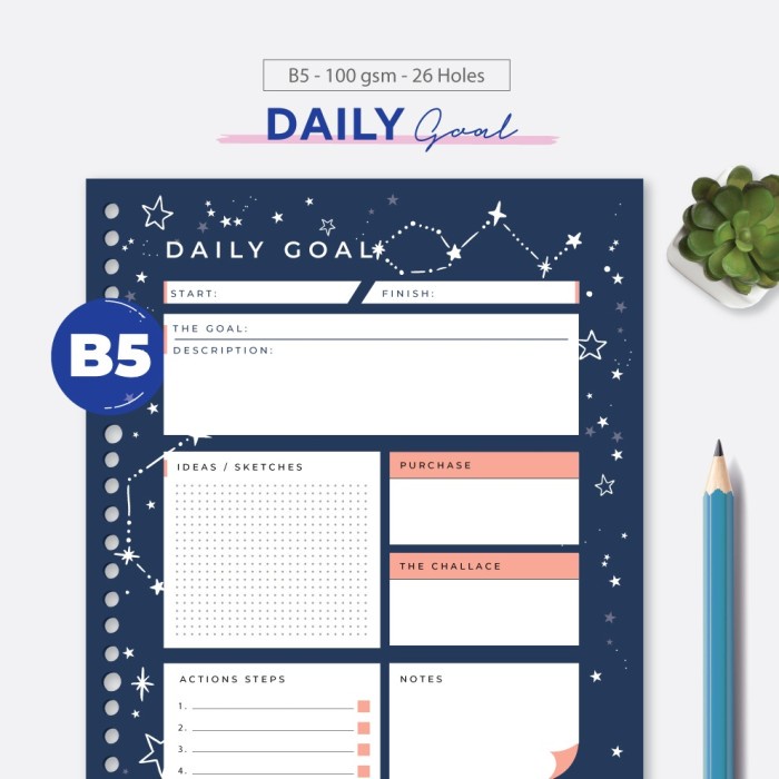 

Kertas Loose Leaf B5 - Daily Goals Full Color