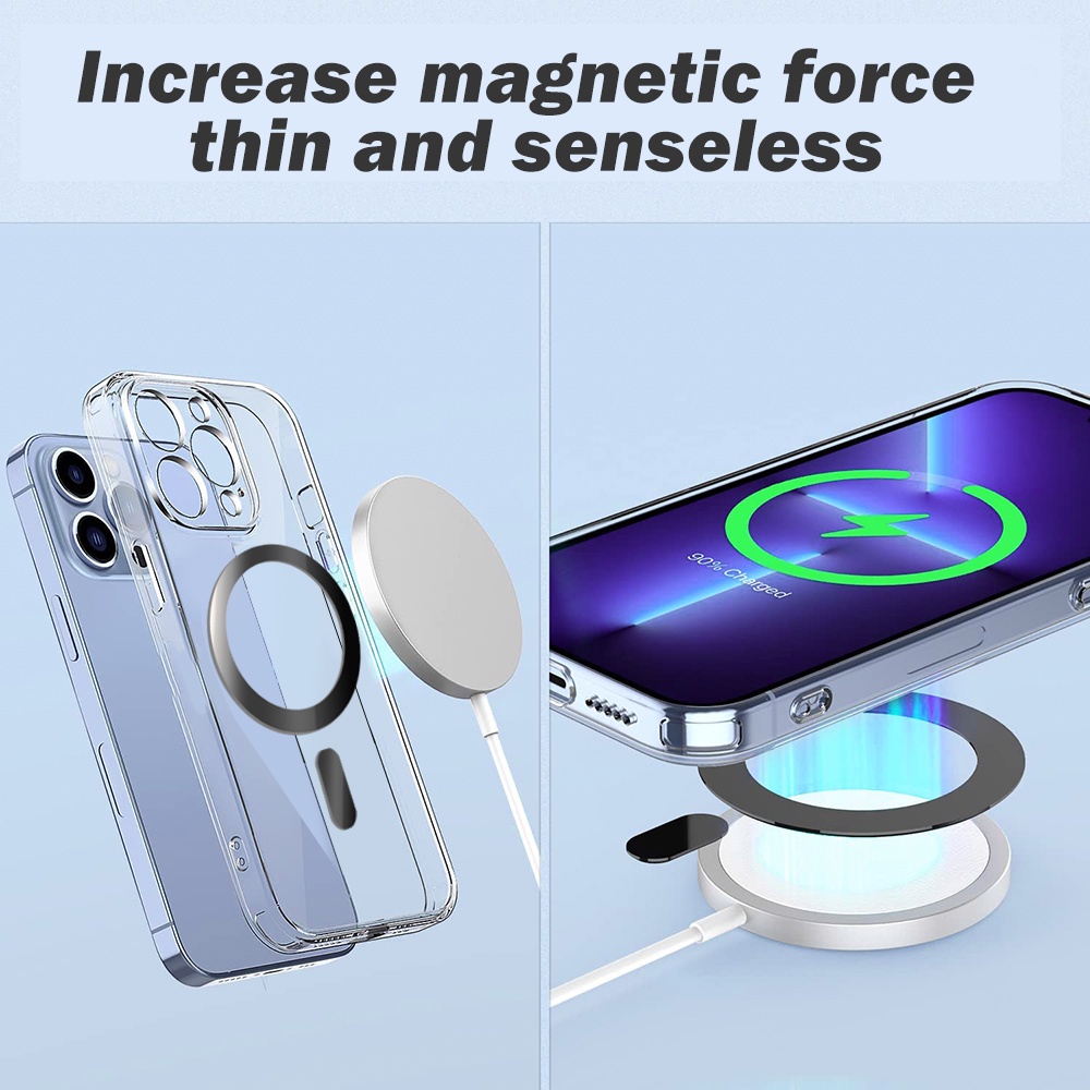 1pc Stiker Ring Metal Portable Untuk Magsafe Magnetic Wireless Charger Universal Magnet Plat Holder Mobil Untuk Seri iphone