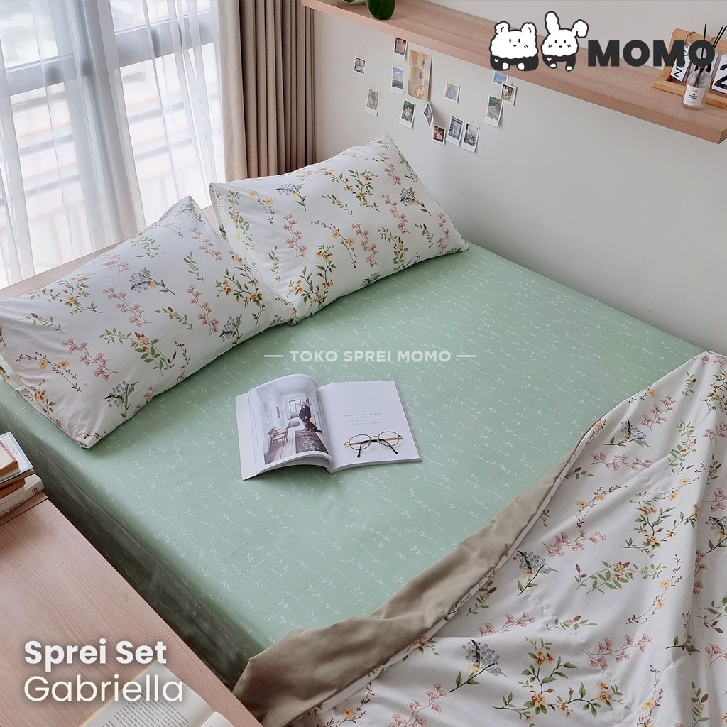 Sprei Set Katun Lokal - Motif Bunga - Ukuran 200 x 200