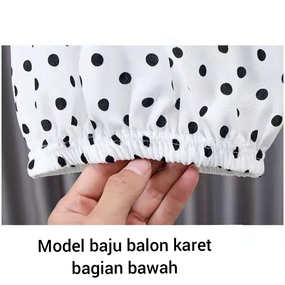 SETELAN ANAK POLKADOT KOREAN STYLISH GAYA KASUAL CELANA BALON IMPORT