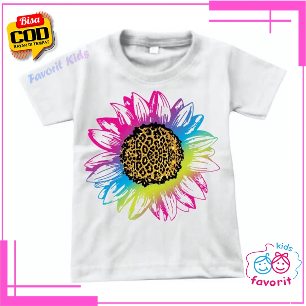 Favorit kids Baju kaos motif bunga matahari anak perempuan lengan pendek