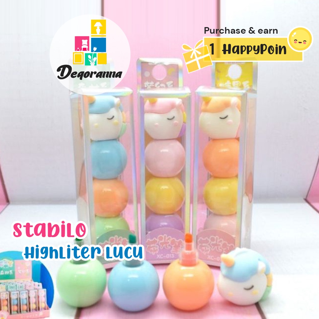 

Stabilo Highlighter Unicorn & Hello Kitty Tumpuk 1 Set isi 3/6 Pcs Spidol Pastel Marker Textlighter