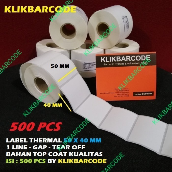 

STIKER LABEL BARCODE DIRECT THERMAL 50 X 40 MM - 500 PCS - CORE 1 INCH