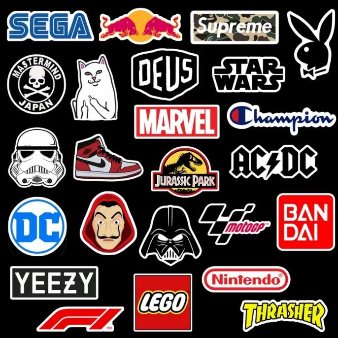 

24Pcs STICKER BRAND LOGO HYPEBEAST Medium Size Stiker Motor Koper Helm