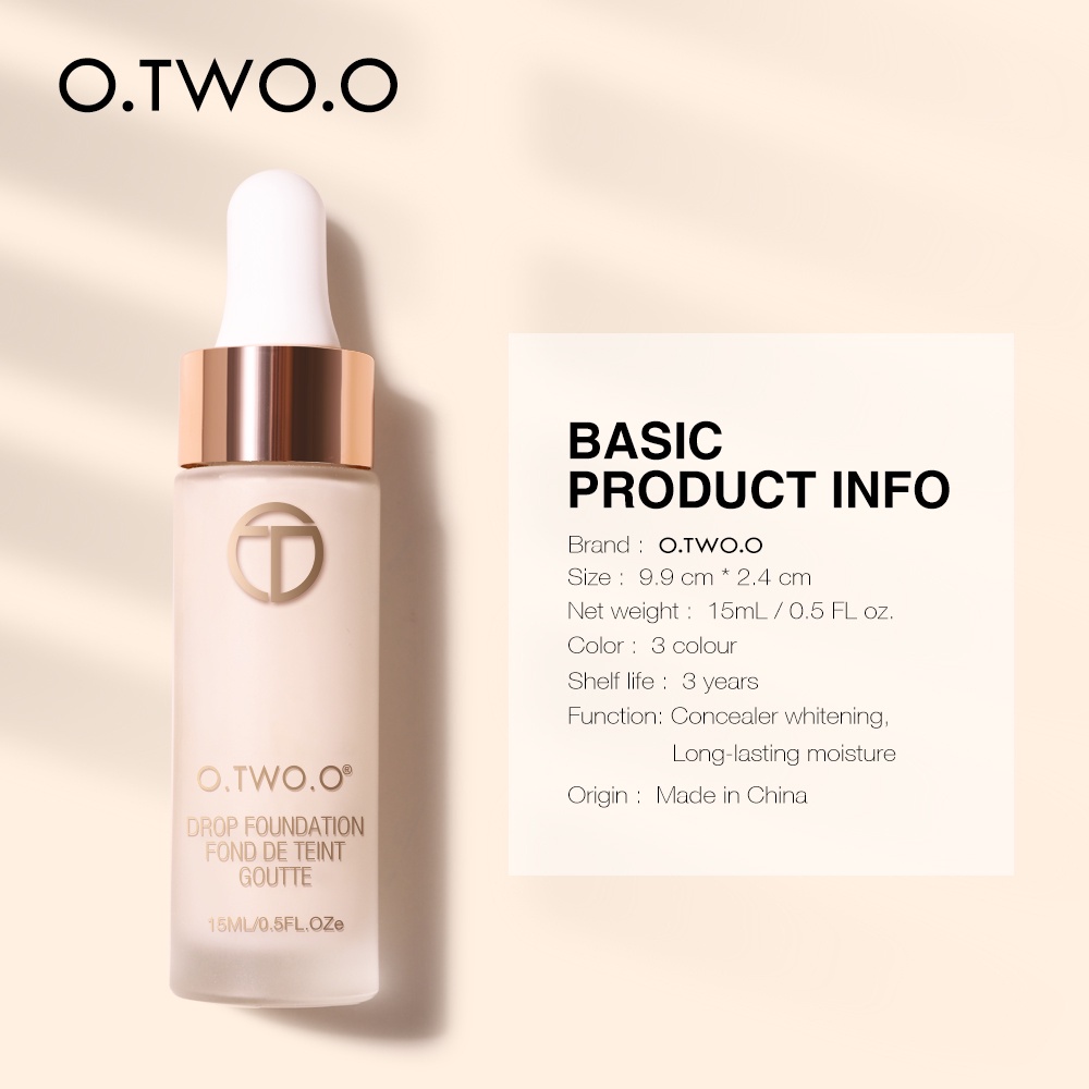 [100%ORIGINAL][READY]O.TWO.O Full Coverage Oil-control Fluid Foundation Matte Natural Makeup Drop Foundation Tahan Lama/Bebas Minyak