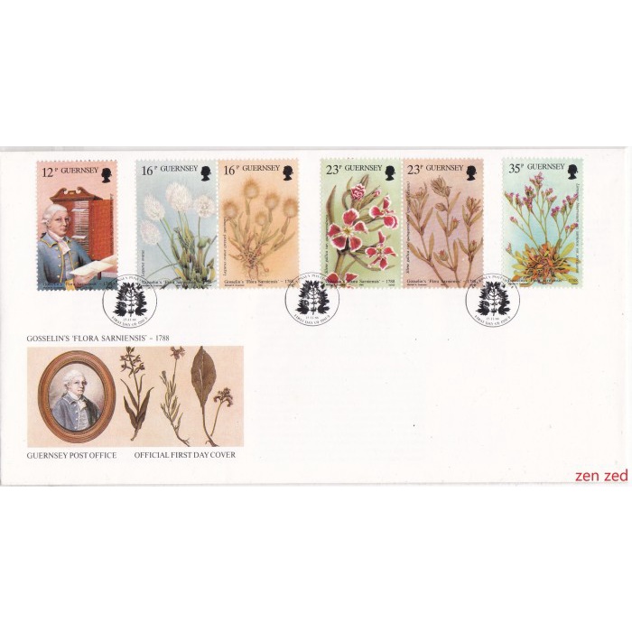 

A720 Prangko Guernsey FDC 1988 Joshua Gosselins Flora 1 Pcs