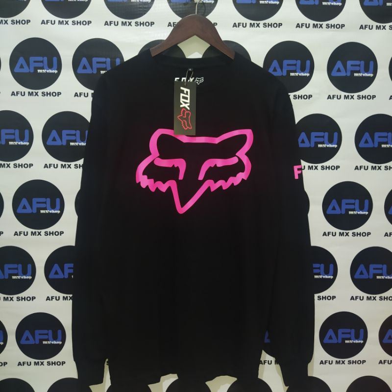 KAOS TSHIRT LENGAN PANJANG FOX LOGO PINK HIJAU