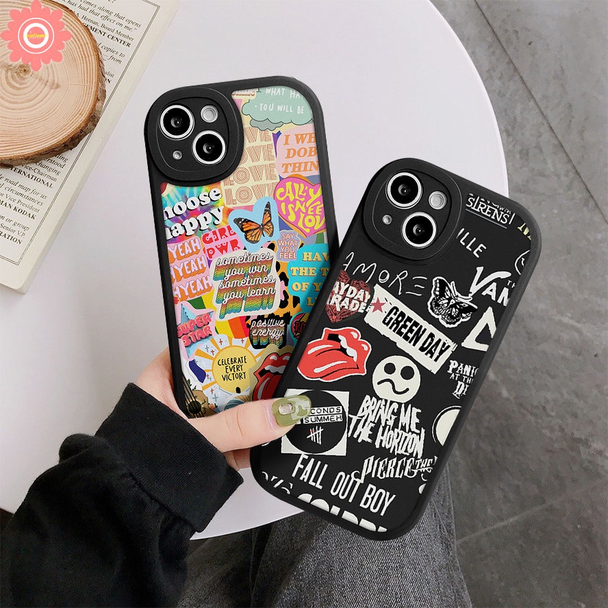 Stiker Label Case Realme C53 C55 10 Pro Plus C12 C11 C25Y C25s C21 C21Y C35 C15 C30 C31 GT C17 C2 Realme 9i 5 8 5i 7i 5 6i 6s 6 8i 8Pro C20A C3 C20 C17 Huruf Kupu-Kupu Sarung Soft Cover