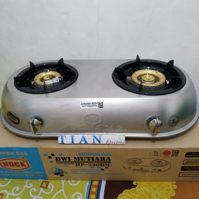 HOCK HP-220DM DWI MUTIARA Kompor Gas 2 Tungku ORIGINAL.