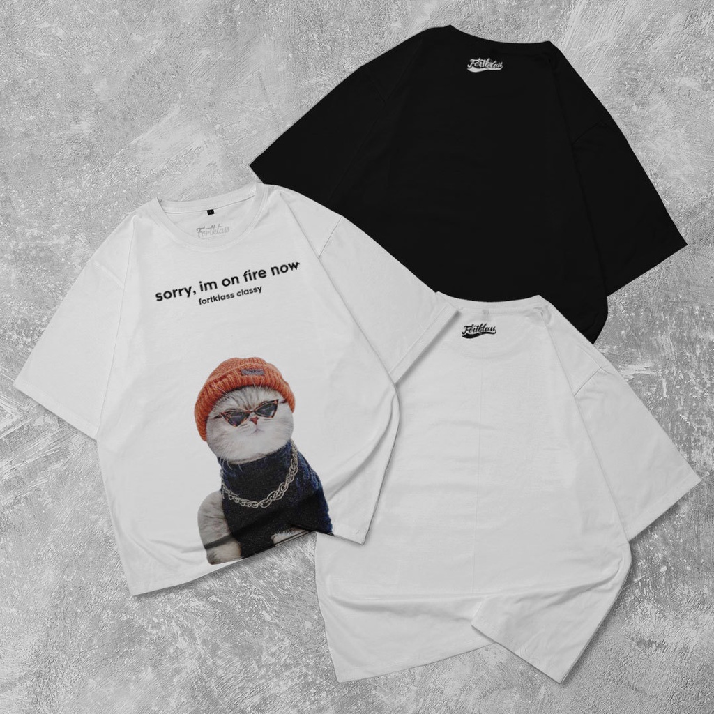 HIPNOP  Cat Kaos Oversize T-Shirt Cowok Premium