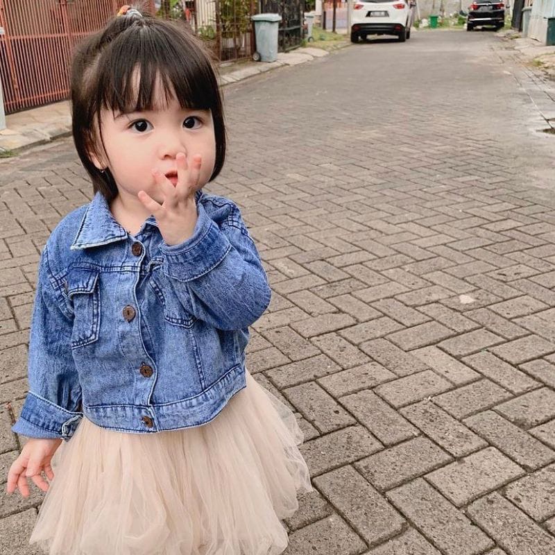 JAKET JEANS ANAK PEREMPUAN MODEL PITA UMUR 1-10 TAHUN