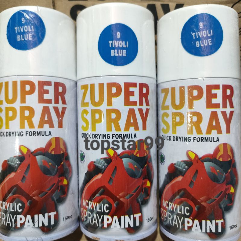 Zuper Pilox Pilok Cat Semprot Warna Tivoli Blue Biru Tua Glossy 9 150cc Spray Paint