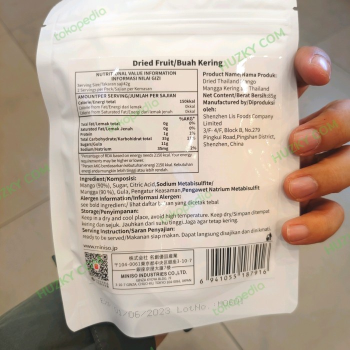 

MINISO Manisan Mangga Kering ala Thailand (85gram) Exp 01/06/23