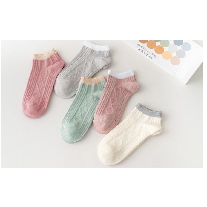 Kaos Kaki Wanita Motif Polos Style Fashion Korea Women Sock Import Murah