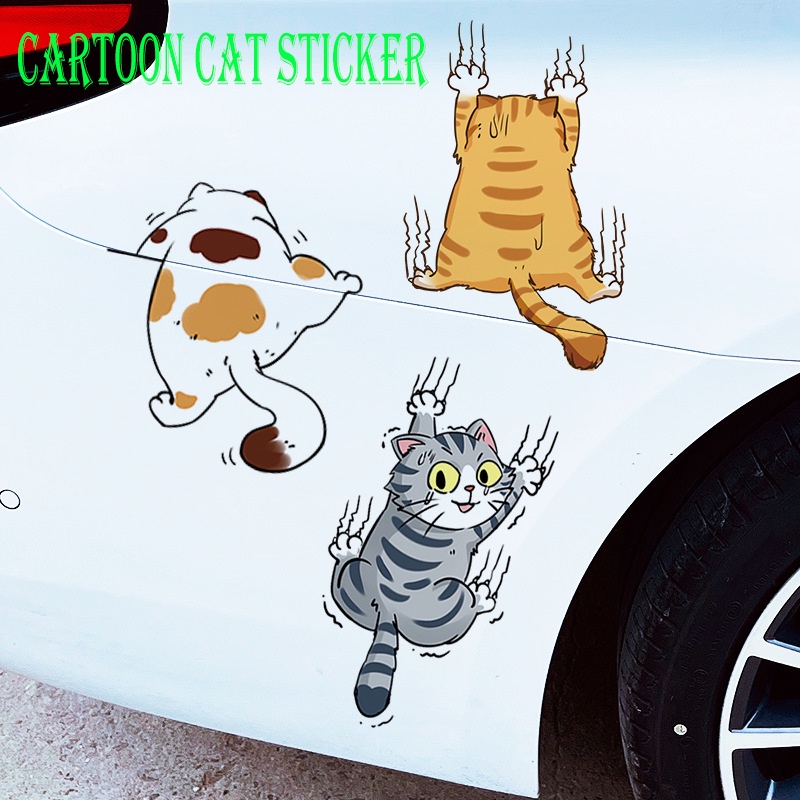 Decals Hias Kucing Mobil Lucu/PVC Auto Sticker Kartun Mainan Anak Stiker Mobil Truk Motor Helm