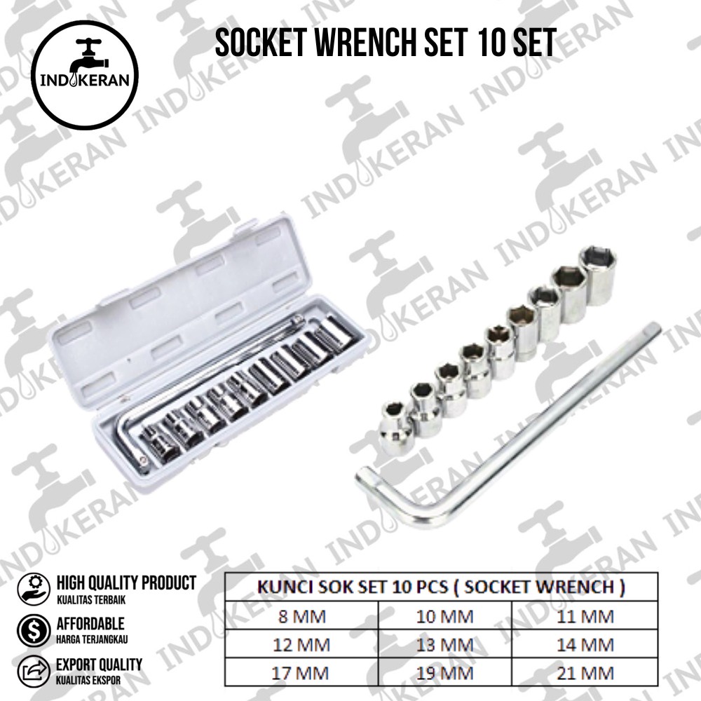 INDOKERAN - Kunci Socket Wrench - 10 Pcs