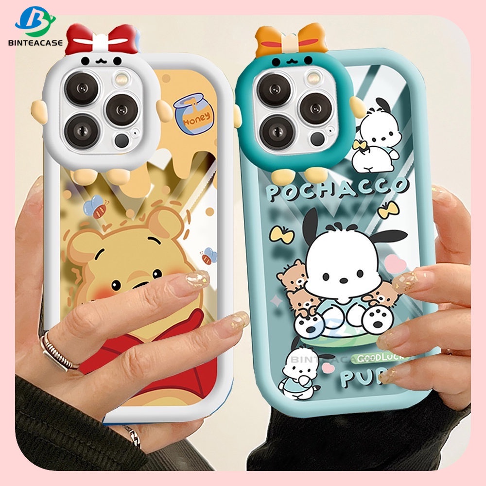 IPHONE Fashion Case Kompatibel Untuk Iphone14 11 12 iPhone6 7 8 Plus 13 Pro MAX 11Pro MAX XR X XS MAX Winnie Bear Anjing Lucu Monster Kecil Frame Lensa Phone Case Binteacase