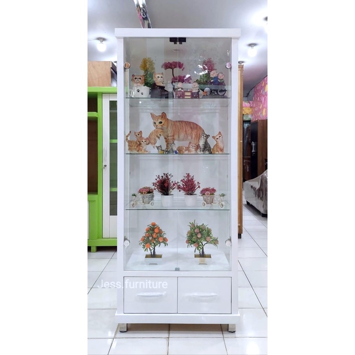 Lemari Pajangan Kaca 2Pintu , Lemari Kabinet 2Pintu Kaca , Lemari Tas Kaca 2Pintu , Lemari Kaca Lamp
