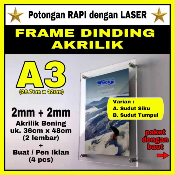 Frm Frame Akrilik A3 / Bingkai Poster Akrilik A3 / Acrylic Frame