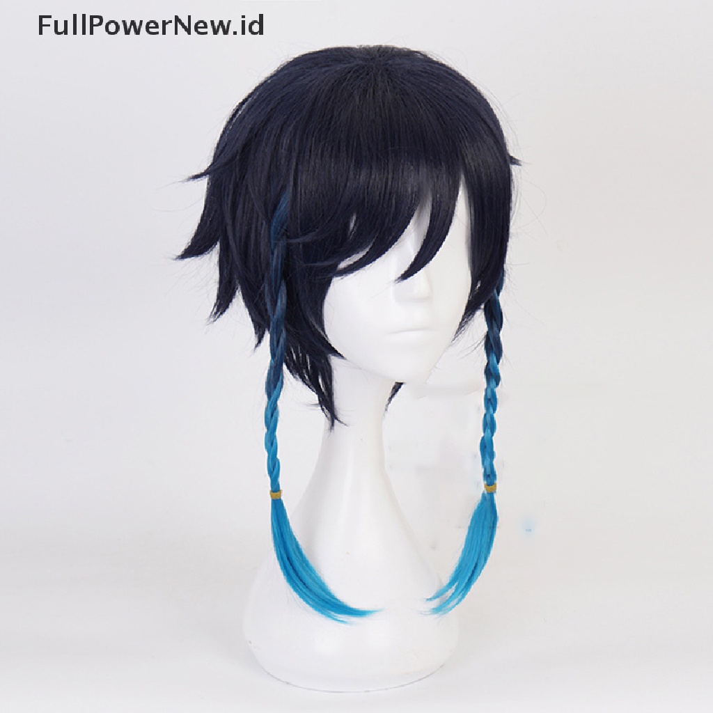 Power Game Genshin Impact Venti Gradient Blue Cosplay Wig Braided Rambut Sintetis ID