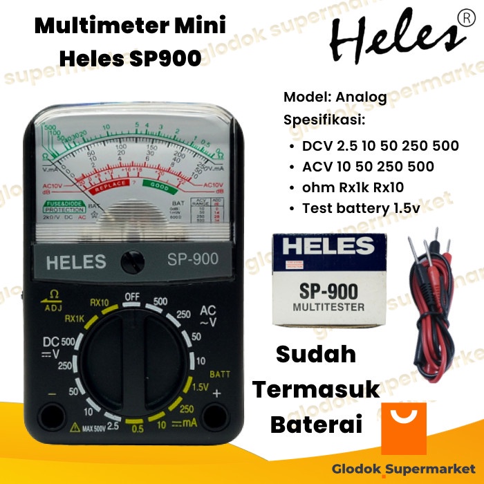 Multitester Heles SP900 Multimeter Analog SP-900 Tester Pocket Mini