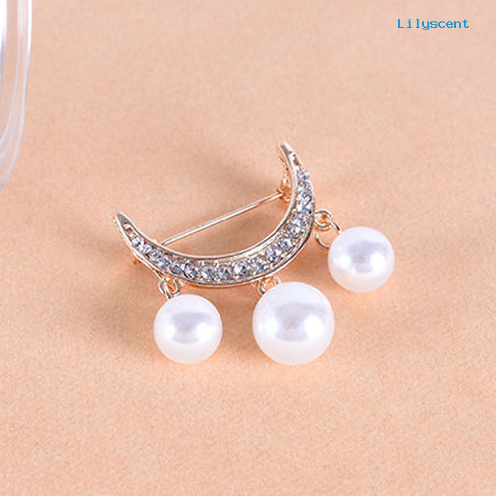 [LS] 2 Pcs Setengah Lingkaran Mutiara Imitasi Drop Bros Pin Lencana Piercing Ornamen