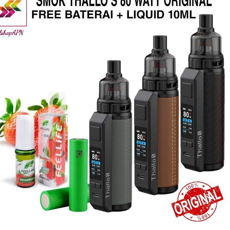 New elektronik tinta fwkb Vapee Vapoor SMOKEE THALO S KIT 80W Free Baterai+L 10ml mesin uap nmxa726