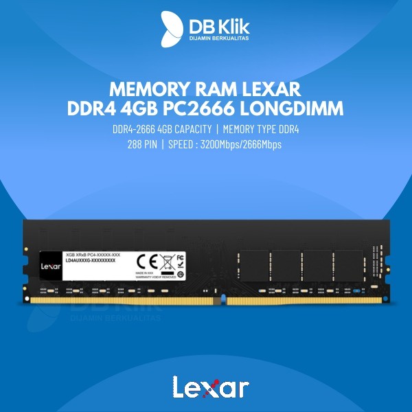 Memory RAM LEXAR DDR4 4GB PC2666 LONGDIMM- RAM PC LEXAR DDR4 4GB UDIMM