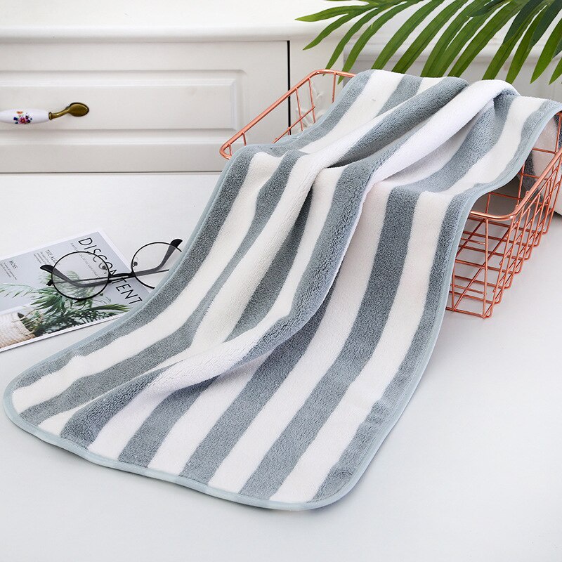 Handuk Mandi Dewasa Microfiber bulu 70x140 50x100 35x75 Motif Salur Garis  Handuk Mandi Anak Bayi Lembut Super Serap Air Import Premium