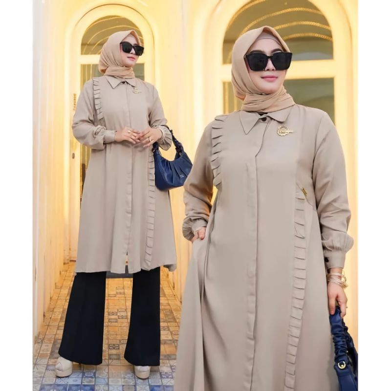 SETELAN WANITA MUSLIM TERBARU/RAYA SET KATUN SHAKILA PREMIUM/LONG TUNIK SET CELANA POLOS/FAR MOSLEMSTORE