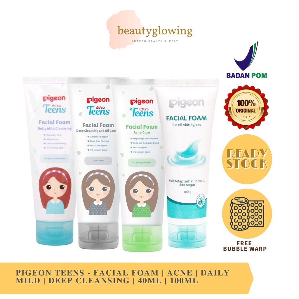 PIGEON TEENS FACIAL FOAM / FACE WASH  100ML 40ML Acne Care | All Skin Type | Deep Cleansing &amp; Oil Control | Daily Mild Cleansing | Sabun Cuci Muka | Pembersih Wajah l Sabun Wajah Kulit Kering / Sensitif / Kulit Berjerawat