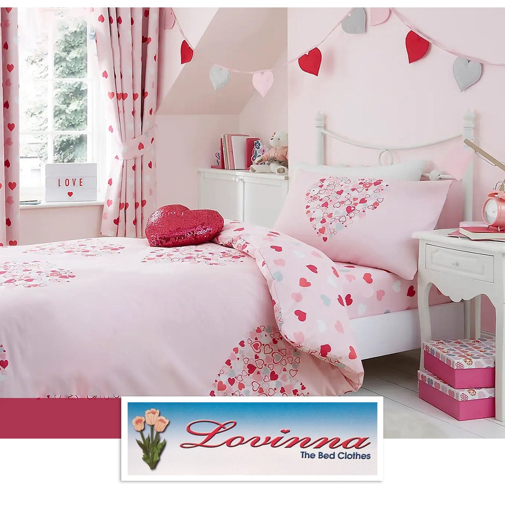 Sprei Lovina Valentine Katun Jepang Premium Pink sprei