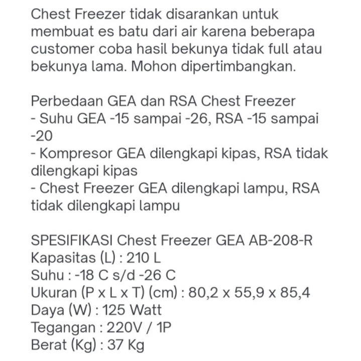 GEA chest Freezer (Bekas)